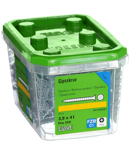GIPSSKRUV TRÄ 3,9X41 250ST TRÄREGEL FZB
