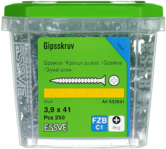 GIPSSKRUV TRÄ 3,9X41 250ST TRÄREGEL FZB