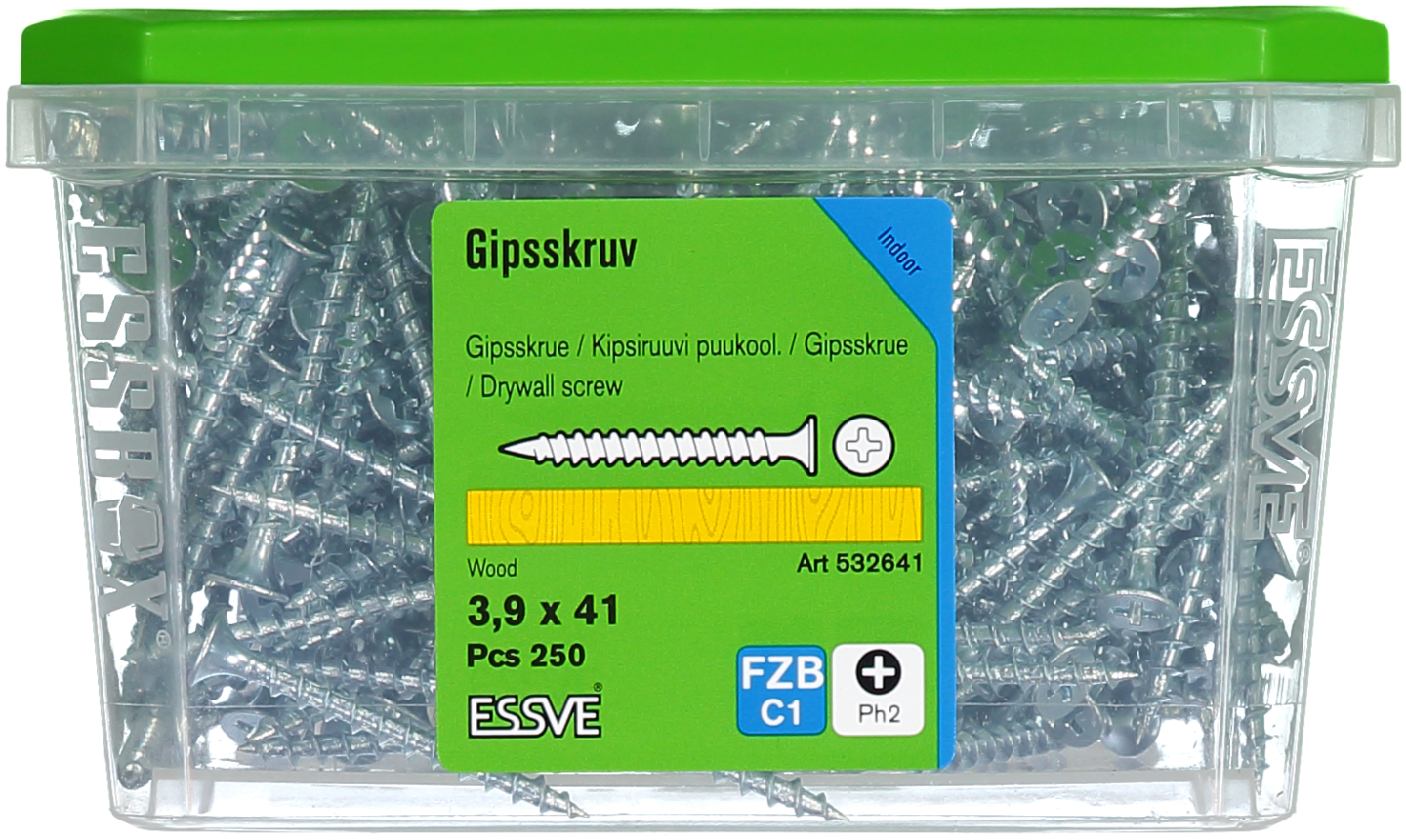 GIPSSKRUV TRÄ 3,9X41 250ST TRÄREGEL FZB
