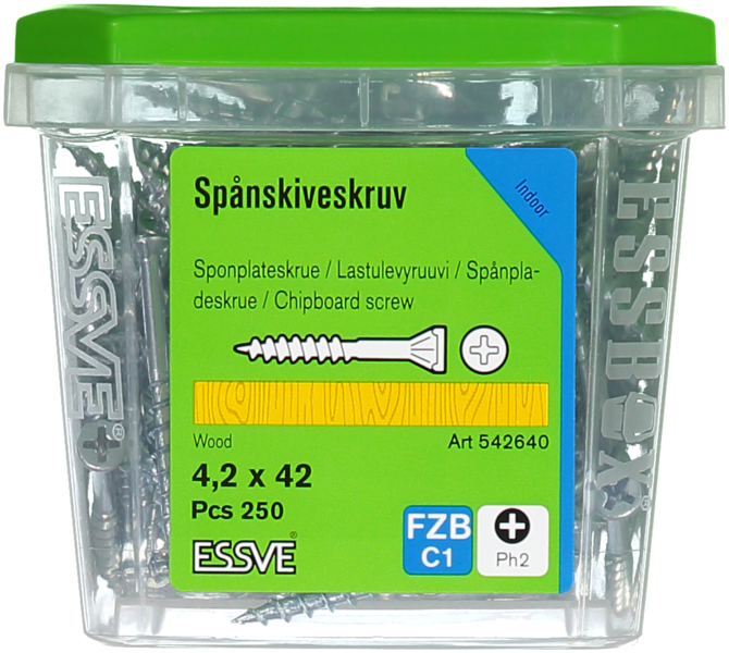 SPÅNSKIVESKRUV TRÄ 4,2X42 250 BLANKFÖRZINKAD