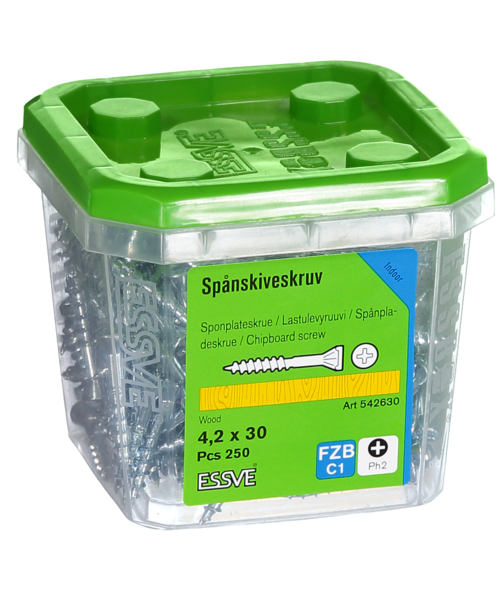 SPÅNSKIVESKRUV TRÄ 4,2X30 250 BLANKFÖRZINKAD