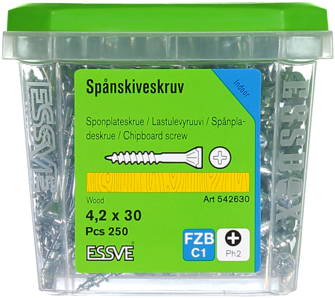 SPÅNSKIVESKRUV TRÄ 4,2X30 250 BLANKFÖRZINKAD
