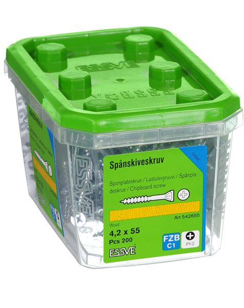 SPÅNSKIVESKRUV TRÄ 4,2X55 200 BLANKFÖRZINKAD