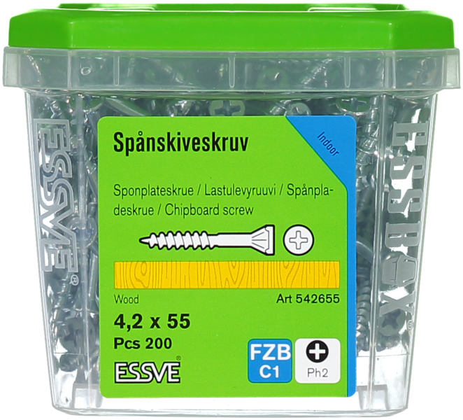 SPÅNSKIVESKRUV TRÄ 4,2X55 200 BLANKFÖRZINKAD