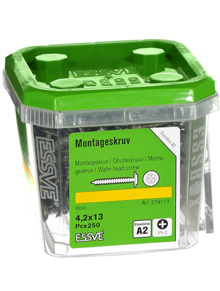 MONTAGESKRUV ESSVE FÖR TRÄREGEL PH2 ROSTFRI A2 4,2X13 250ST