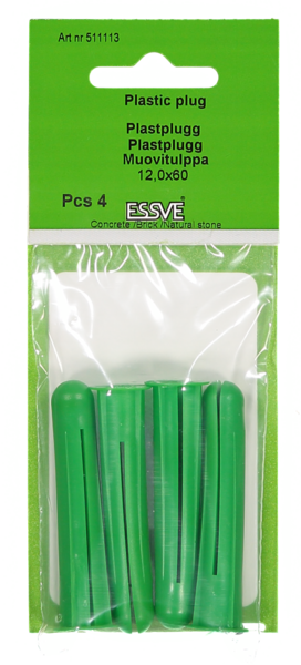 PLASTPLUGG GRÖN  4ST 12,0X60MM