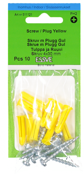 SKRUV ESSVE MED PLASTPLUGG GUL 4,2X35 10ST