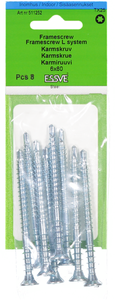 KARMSKRUV L BS FZB 6X80 8P M BORRSPETS FÖRZINKAD (TX25)