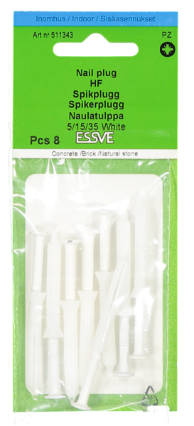 SPIKPLUGG HF VIT 5X35 8P FÖRSÄNKT