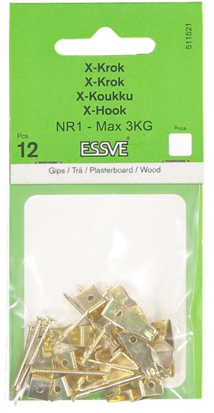 MÄSSINGSKROK ESSVE INKLUSIVE NÅLSPIK NR1 12ST 12ST
