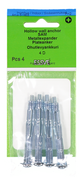 METALLEXPANDER ESSVE SAM FÖR DUBBELGIPS M SKRUV M4 4ST UTG