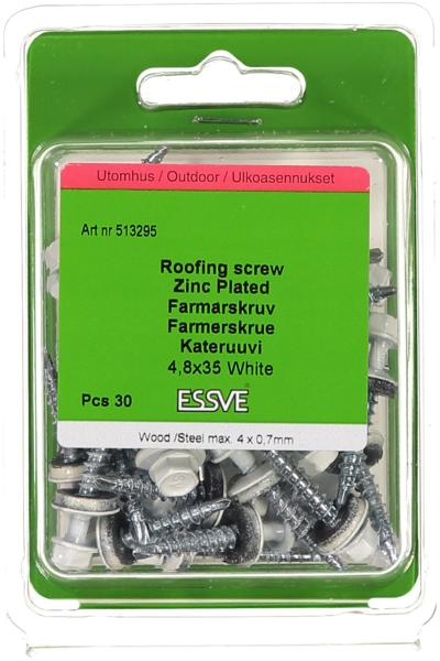 FARMARSKRUV VIT 4,8X35 30ST MED BORRSPETS