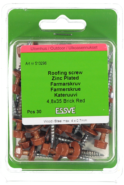 FARMARSKRUV RÖD 4,8X35 30ST MED BORRSPETS