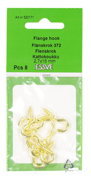 FLÄNSKROK 372 MÄSSING 16MM 8ST