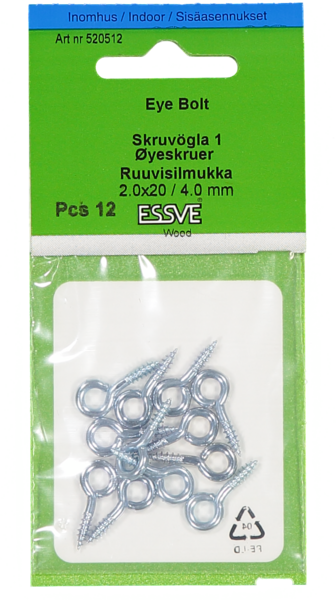 SKRUVÖGLA ESSVE 1 FZB 12X4MM 12ST
