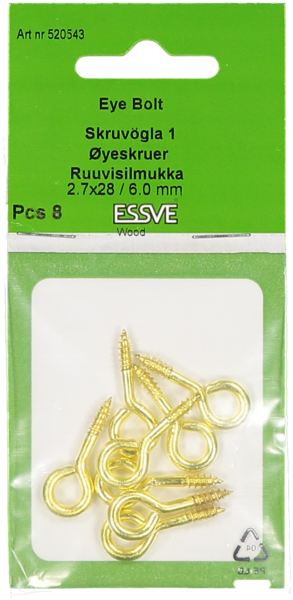 SKRUVÖGLA ESSVE 1 MÄSSING 15X6MM 8ST
