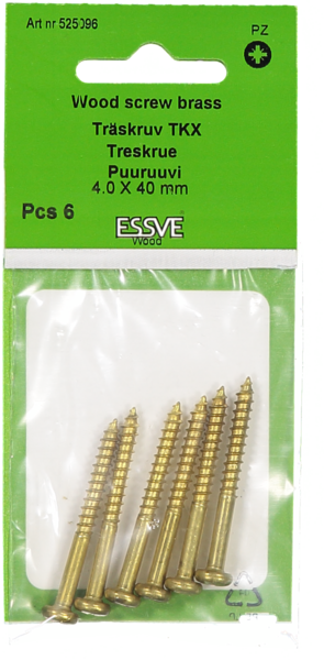 TRÄSKRUV ESSVE KULLRIGT HUVUD MÄSSING 4,0X40