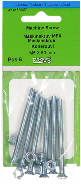 MASKINSKRUV ESSVE FÖRSÄNKT HUVUD FZB M5X60 6ST