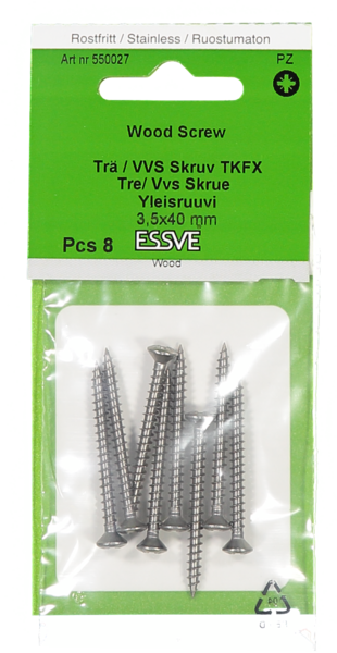 SKRUV VVS TKFX A2 3.5X40 8ST