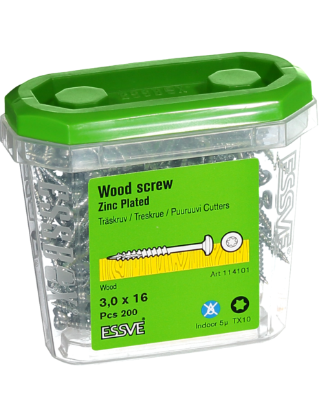 TRÄSKRUV ESSVE KS INV 3,0X16 200ST TX10