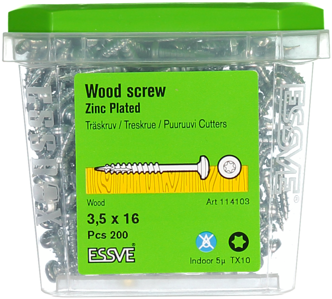 TRÄSKRUV ESSVE KS INV 3,5X16 200ST TX10