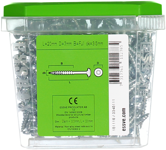 TRÄSKRUV ESSVE KS INV 3,5X20 200ST TX10