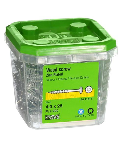 TRÄSKRUV ESSVE KS INV 4,0X25 200ST TX20