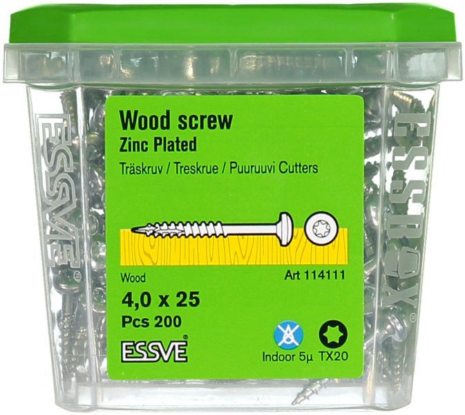 TRÄSKRUV ESSVE KS INV 4,0X25 200ST TX20