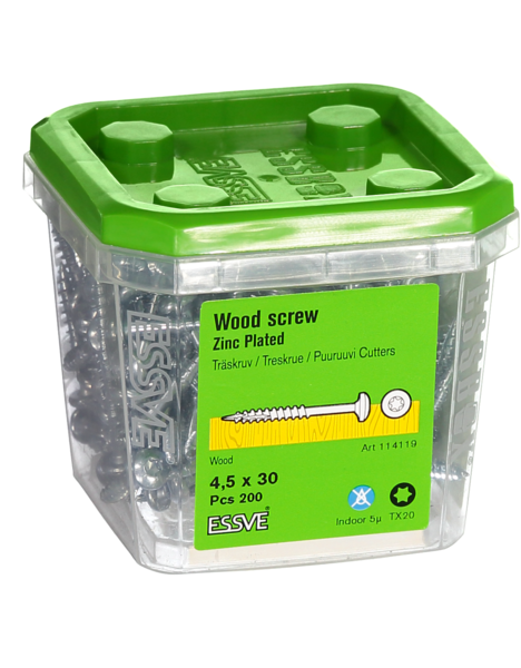 TRÄSKRUV ESSVE KS INV 4,5X30 200ST TX20