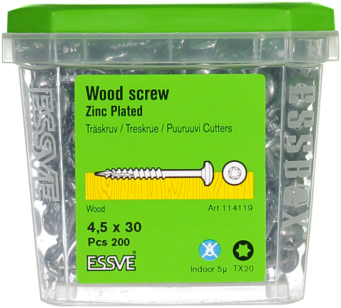 TRÄSKRUV ESSVE KS INV 4,5X30 200ST TX20
