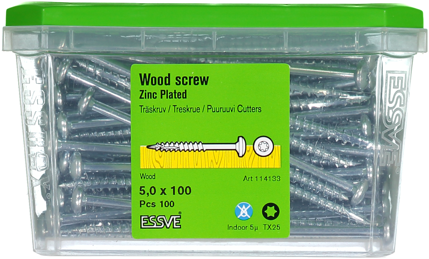 TRÄSKRUV ESSVE KS INV 5,0X100 100ST TX25