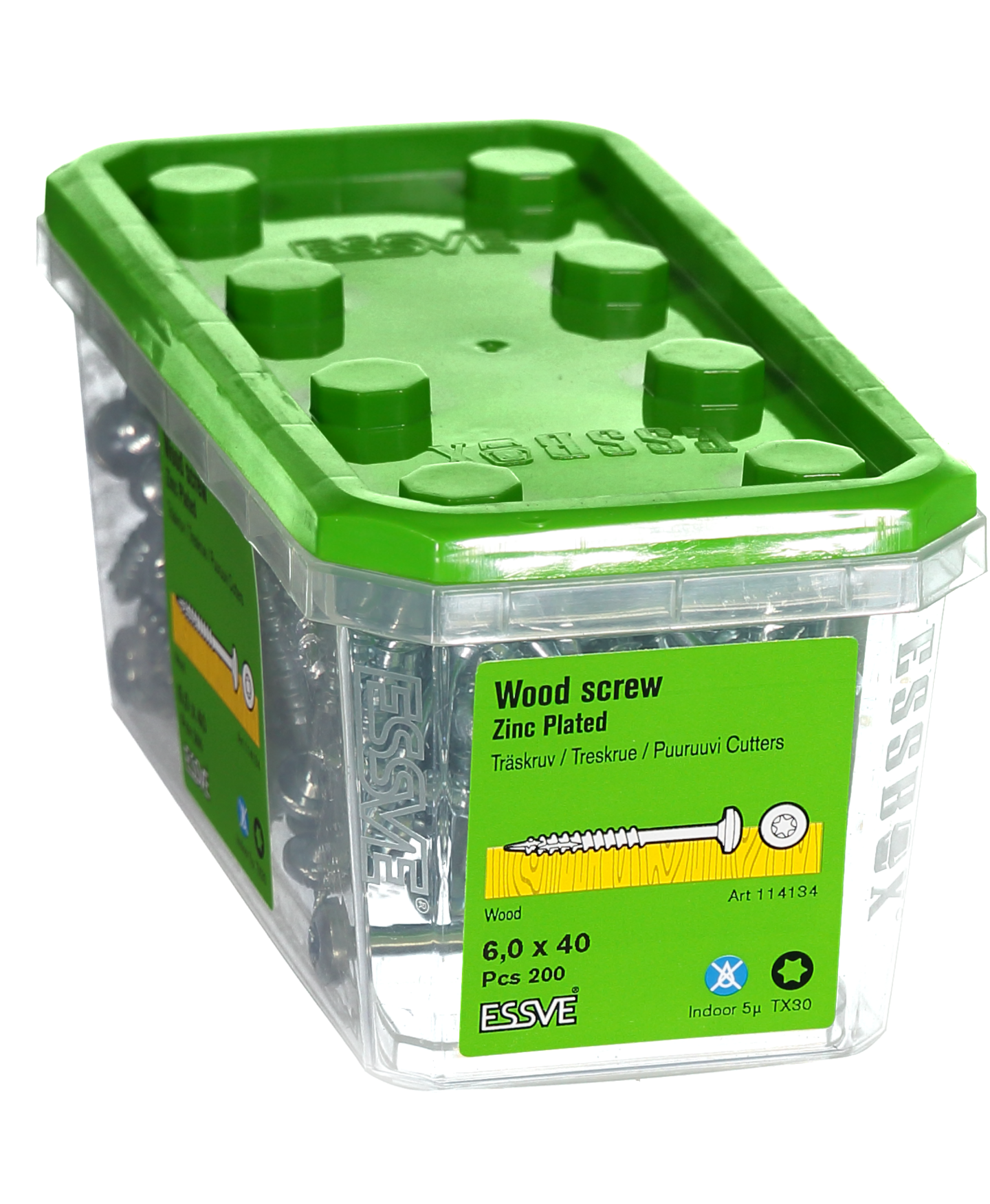 TRÄSKRUV ESSVE KS INV 6,0X40 200ST TX30