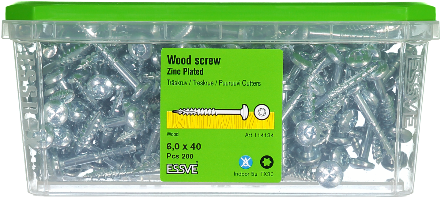 TRÄSKRUV ESSVE KS INV 6,0X40 200ST TX30