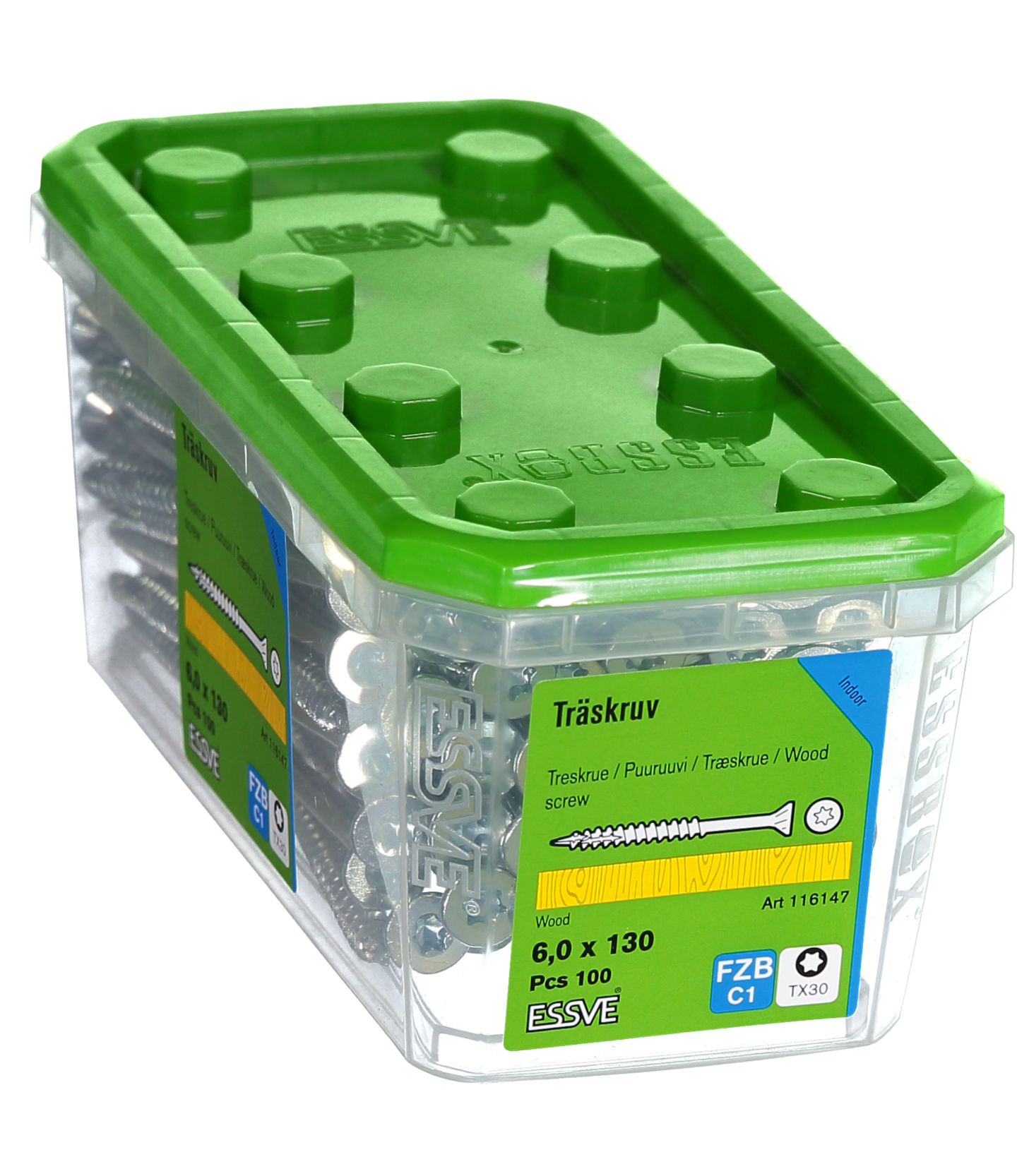 TRÄSKRUV ESSVE FS INV 6,0X130 100ST TX30
