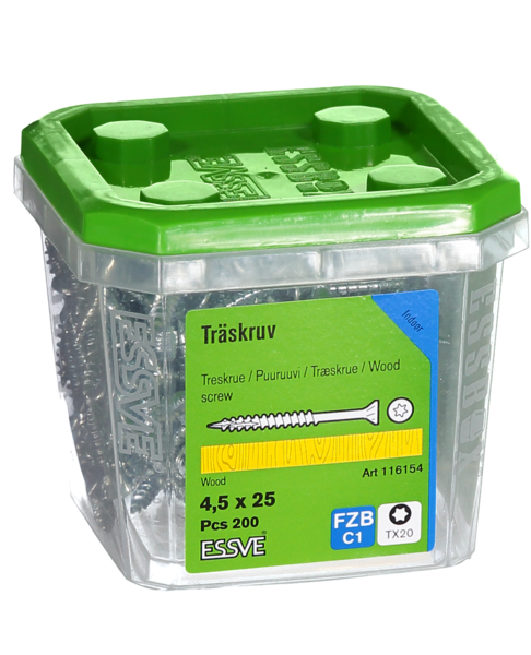 TRÄSKRUV ESSVE CUTTERS FÖRSÄNK HUVUD FZB 4,5X25 200ST