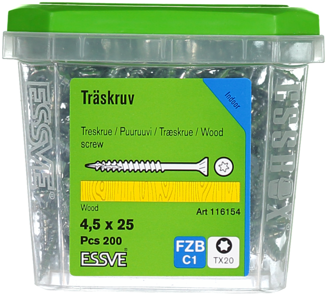 TRÄSKRUV ESSVE CUTTERS FÖRSÄNK HUVUD FZB 4,5X25 200ST
