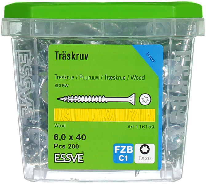 TRÄSKRUV ESSVE FS INV 6,0X40 200ST TX30