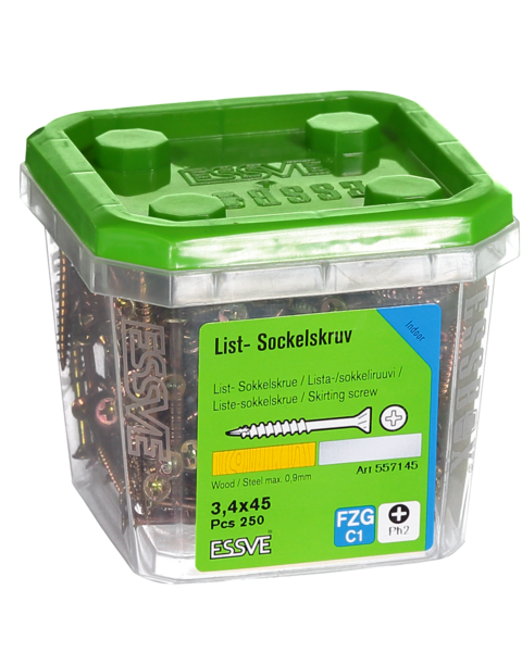 SOCKELSKRUV GULD 3.4X45 250ST TRÄ/STÅLREGEL