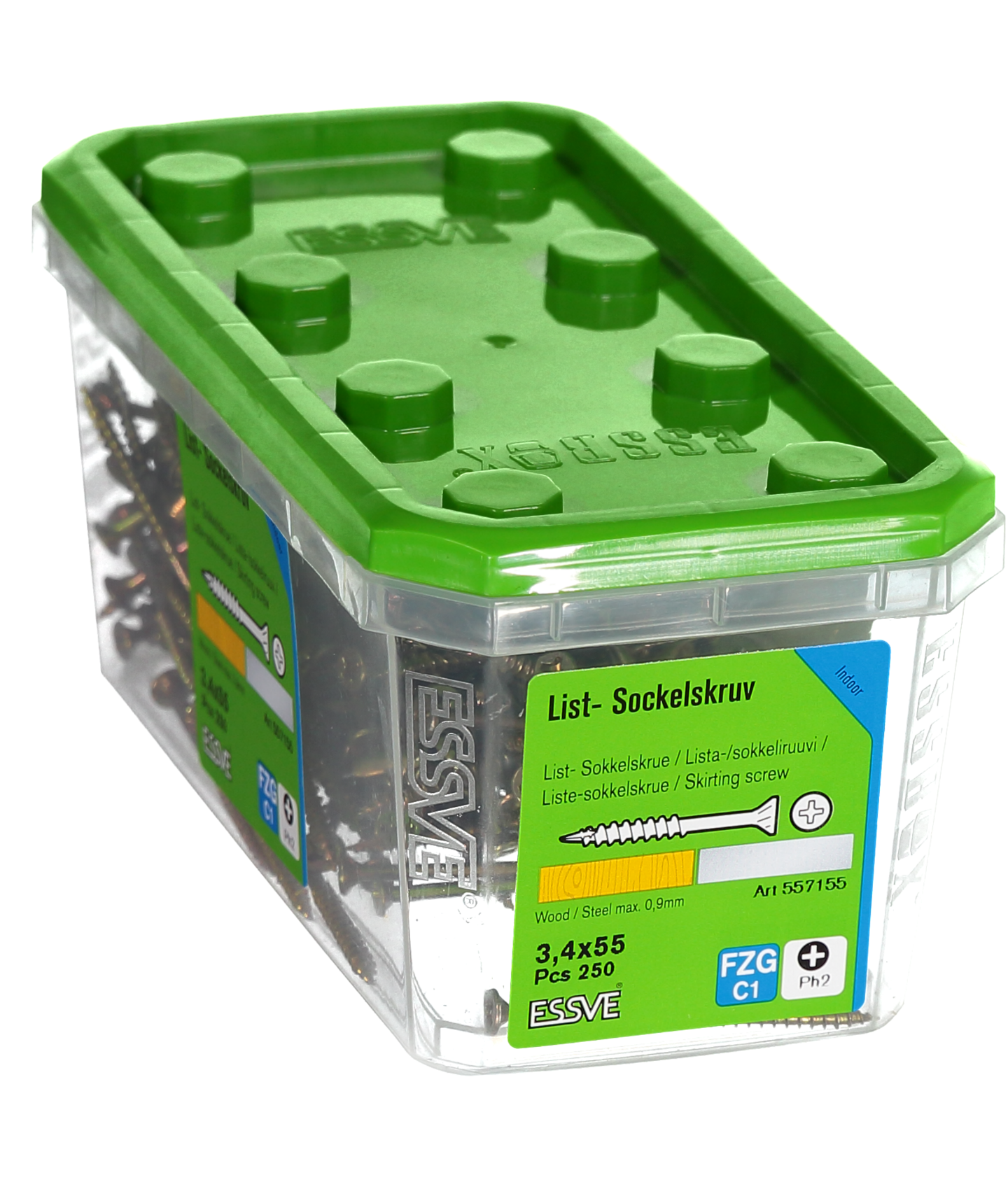 SOCKELSKRUV GULD 3.4X55 250ST TRÄ/STÅLREGEL