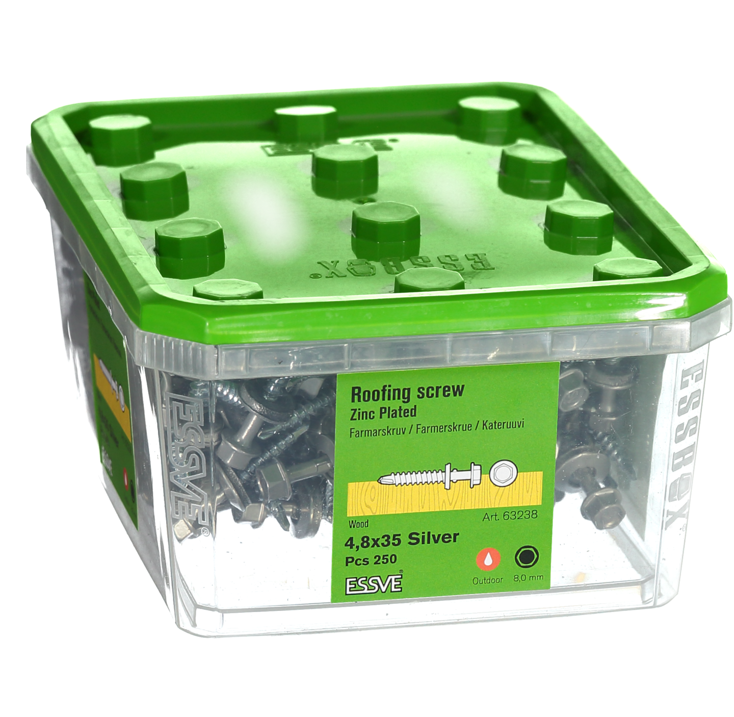 FARMARSKRUV ESSVE BORRSPETS VINGAR MED BRICKA SILVER 4,8X35 250ST