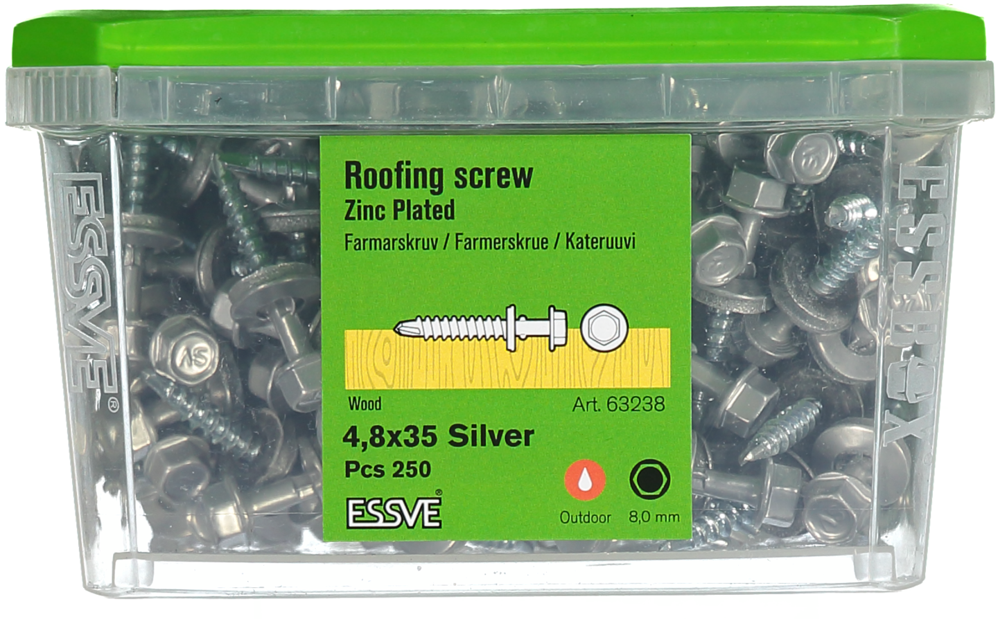 FARMARSKRUV ESSVE BORRSPETS VINGAR MED BRICKA SILVER 4,8X35 250ST