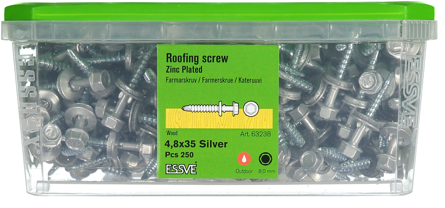 FARMARSKRUV ESSVE BORRSPETS VINGAR MED BRICKA SILVER 4,8X35 250ST