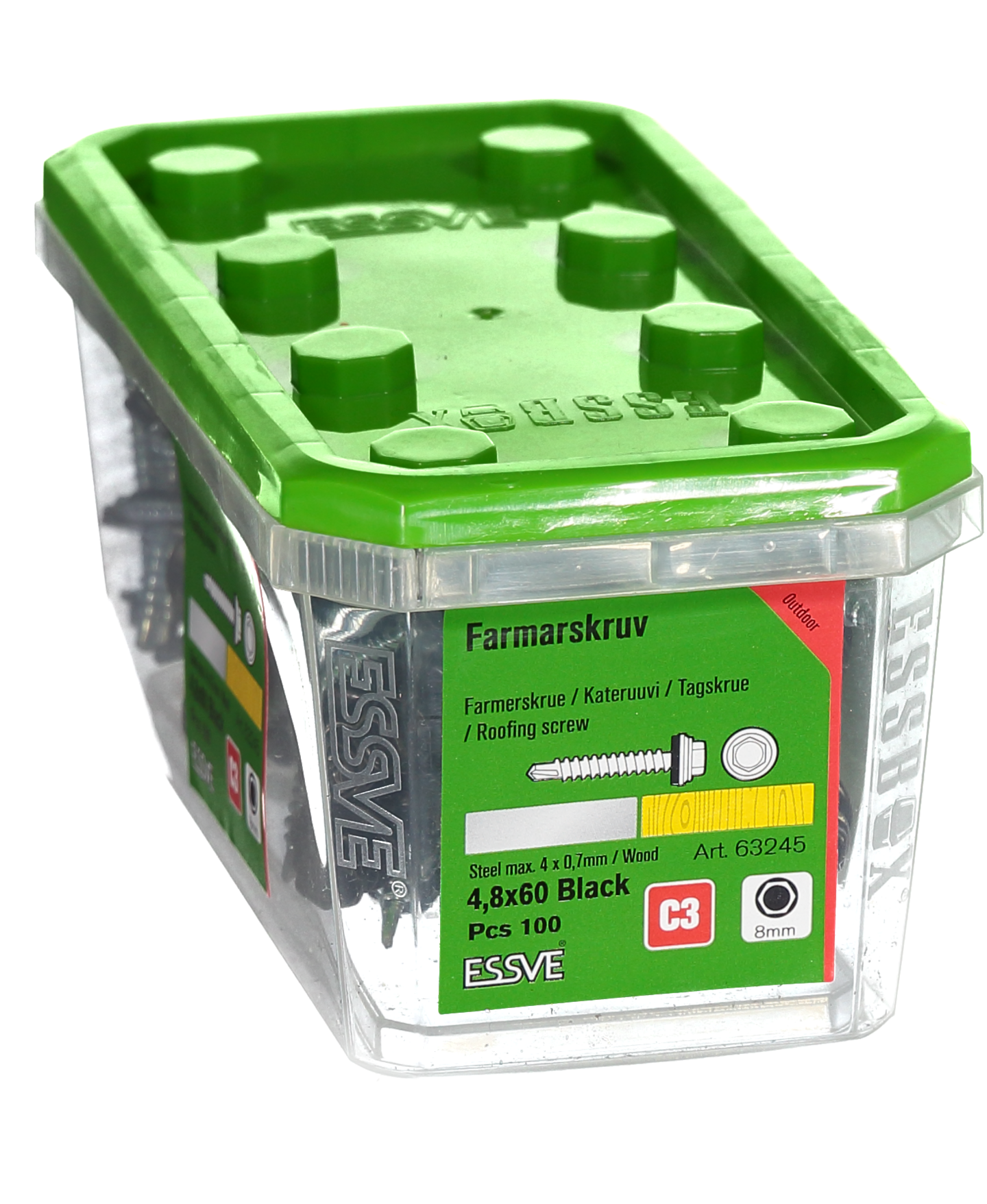 FARMARSKRUV SVART 4,8X60 100ST MED BORRSPETS