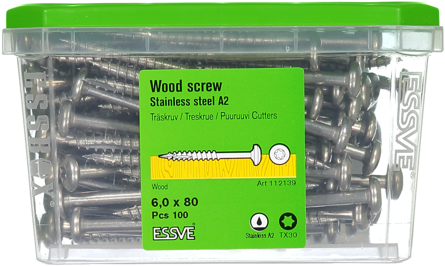 TRÄSKRUV KS A2 UTV 6,0X80 100 TX25