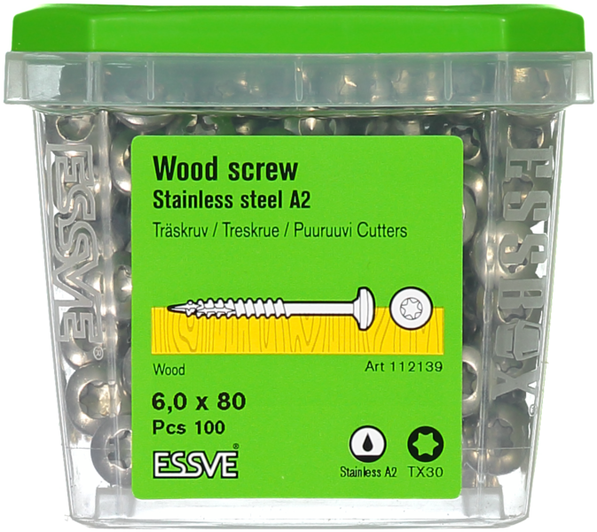 TRÄSKRUV KS A2 UTV 6,0X80 100 TX25