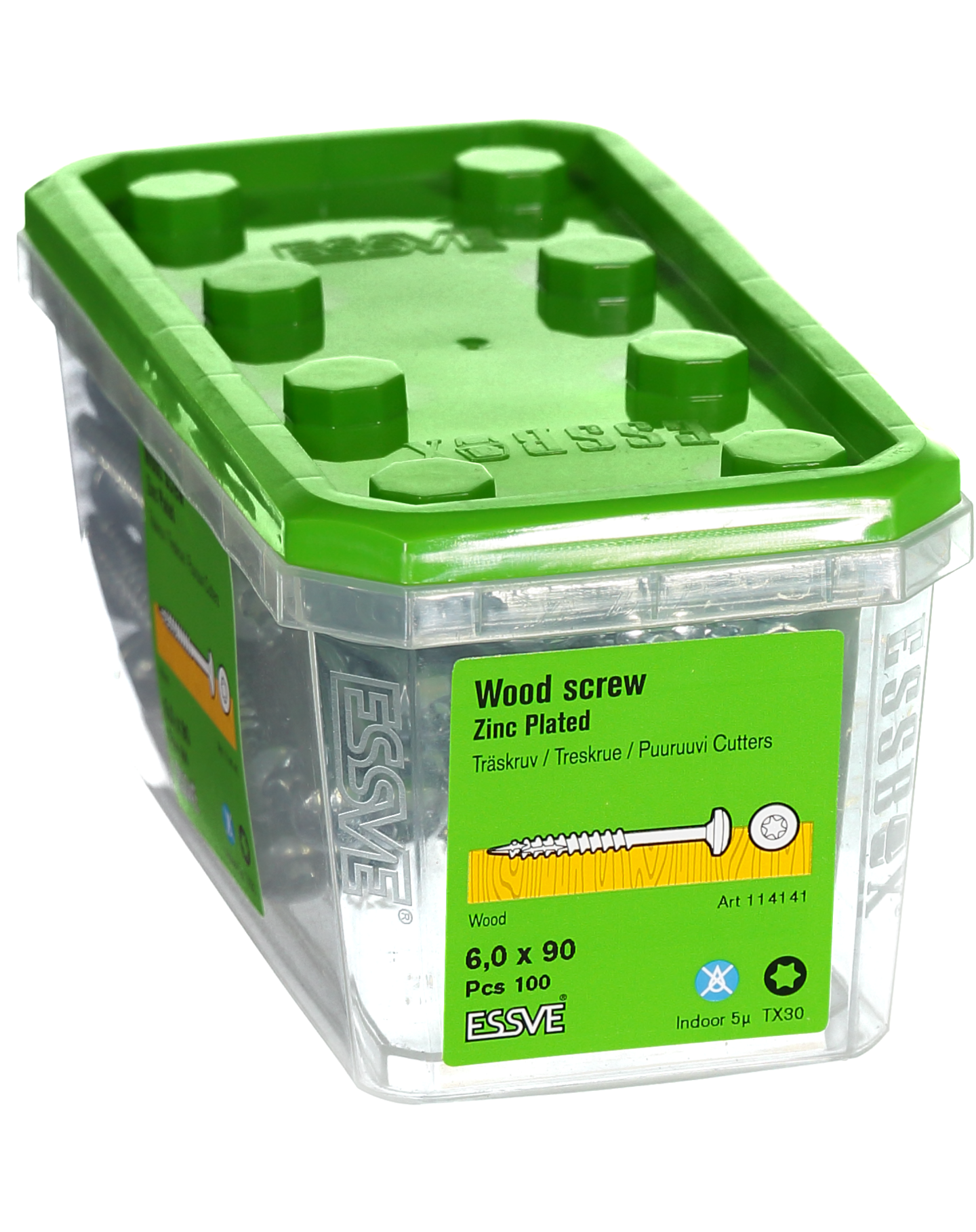 TRÄSKRUV ESSVE KS INV 6,0X90 100ST TX30