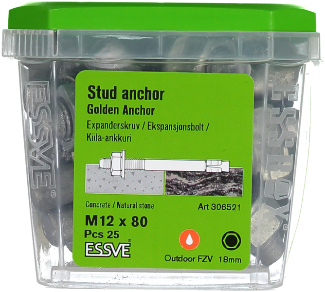 EXPANDER FZV M12X80 25ST GOLDEN ANCHOR