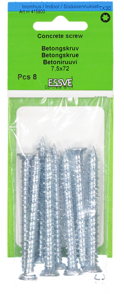 BETONGSKRUV FZB 7,5X72MM 8ST TX30 FÖRSÄNKT SKALLE
