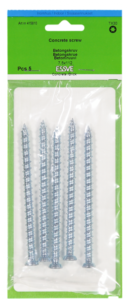 BETONGSKRUV FZB 7,5X112MM 5ST TX30 FÖRSÄNKT