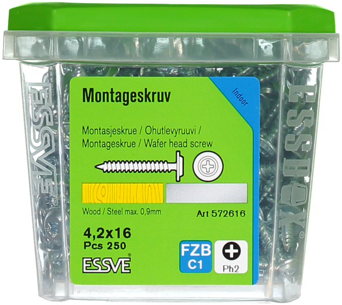 MONTAGESKRUV ESSVE MED VASS SPETS PH2 FZB 4,2X16 250ST